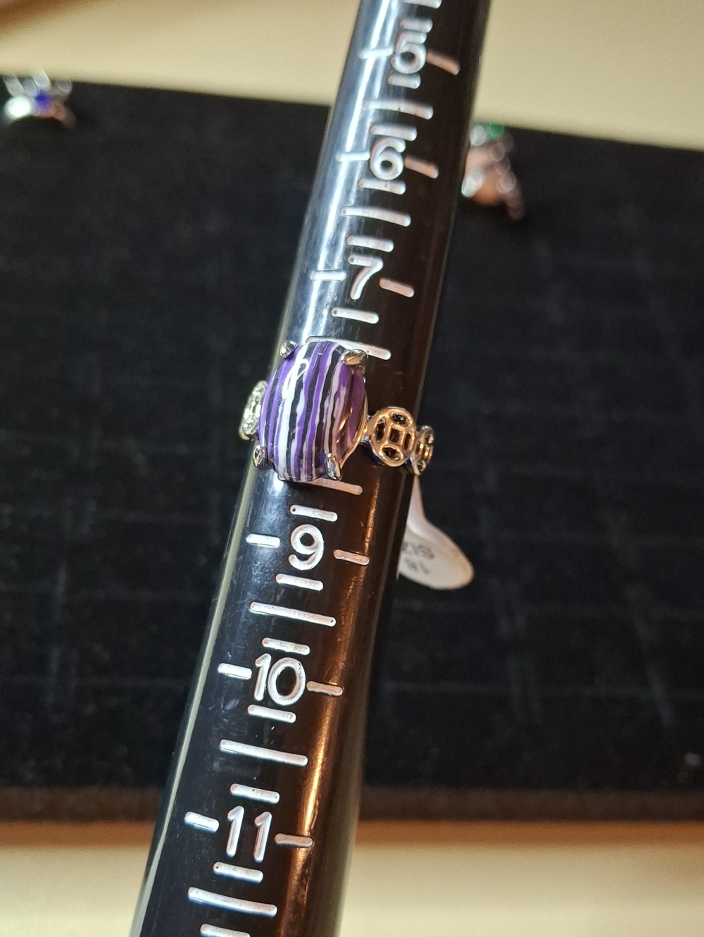 Purple Striped Gemstone Ring New Sz 8